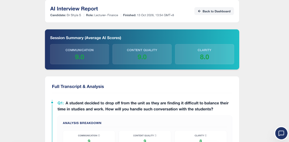 Talent dashboard