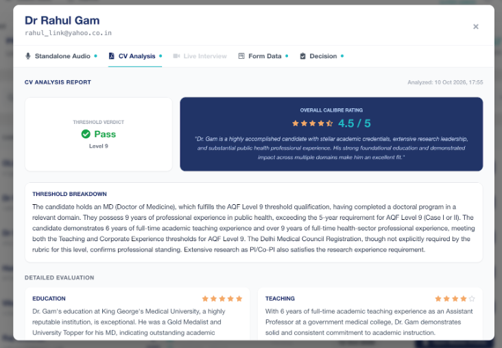 Talent dashboard